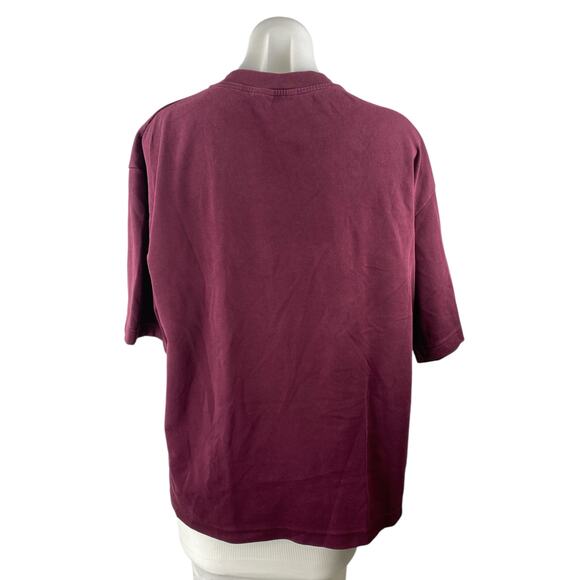 Uniqlo Airism Womens Burgandy Short Sleeve Crew Neck Basic Tee T-Shirt Top Sz L - Picture 2 of 4